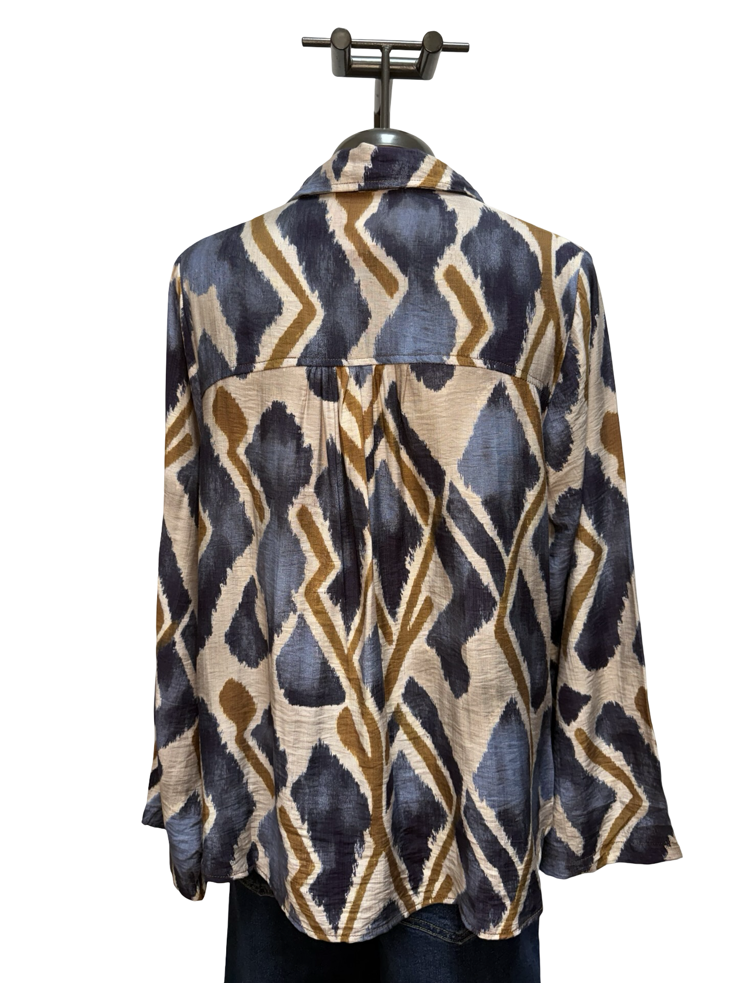 Abstract Print Tie-Neck Blouse