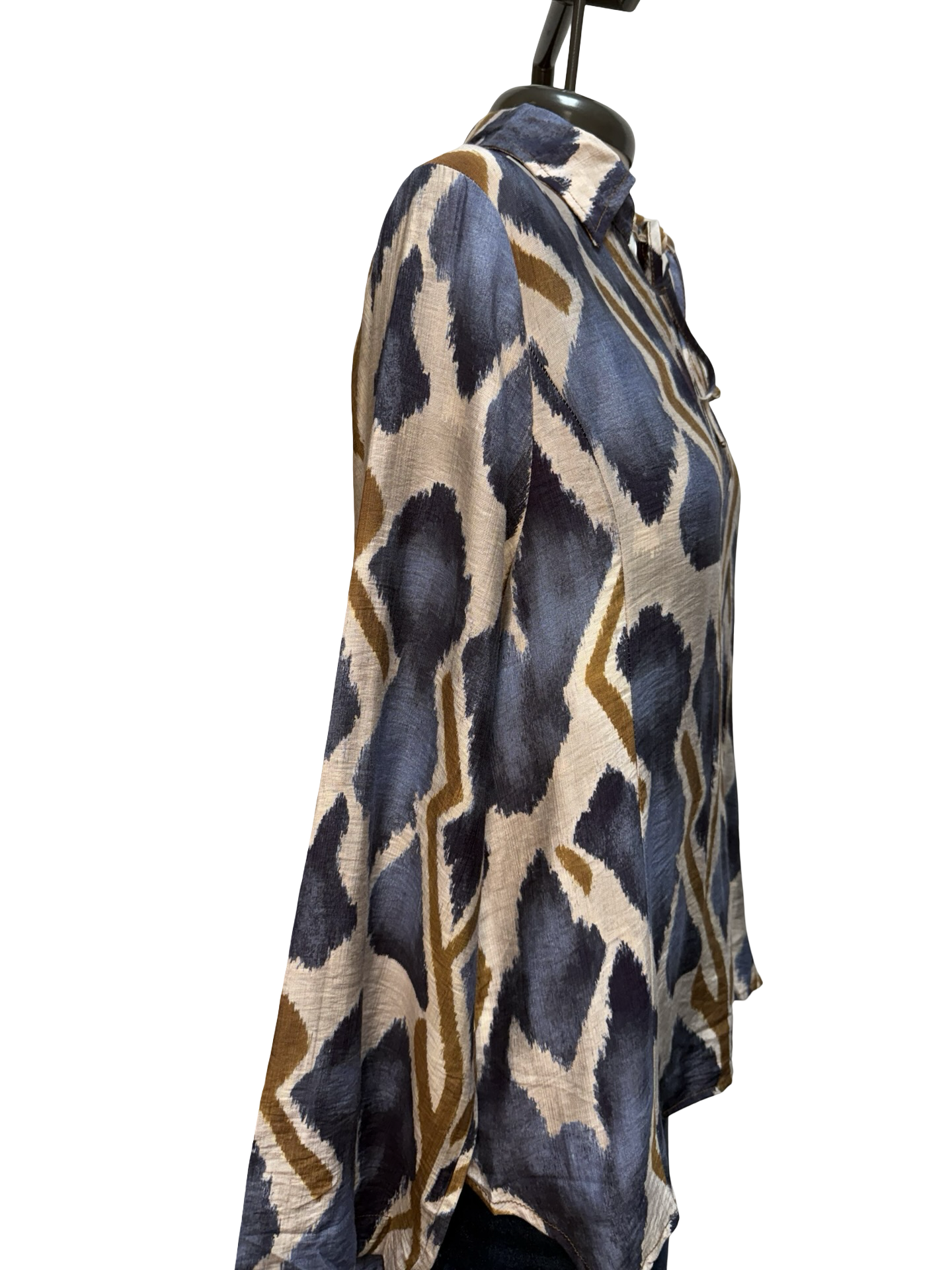 Abstract Print Tie-Neck Blouse