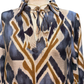 Abstract Print Tie-Neck Blouse