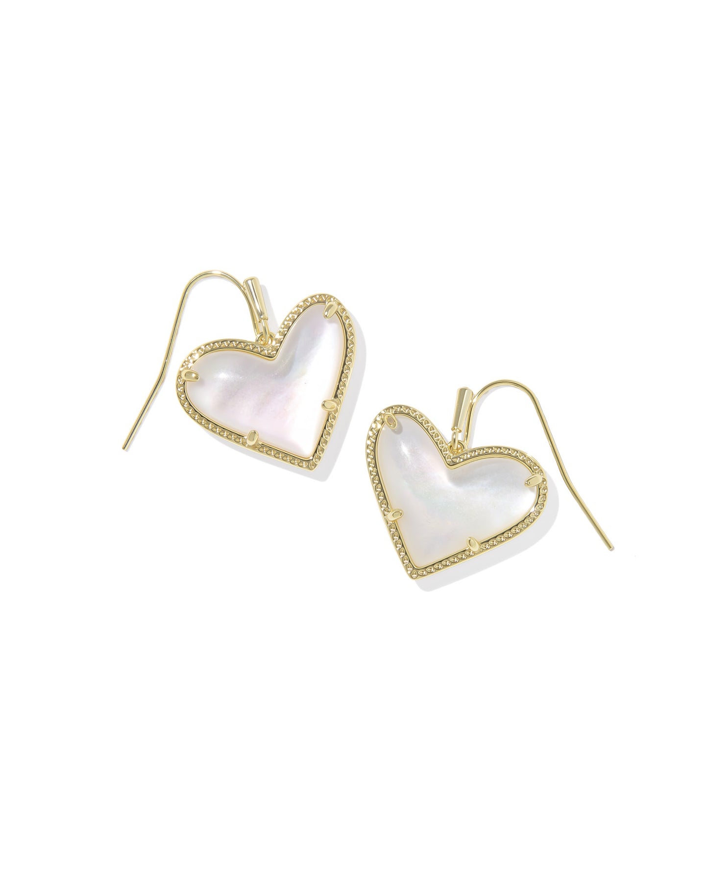 Ari Heart Statement Drop Earrings Gold Ivory MOP