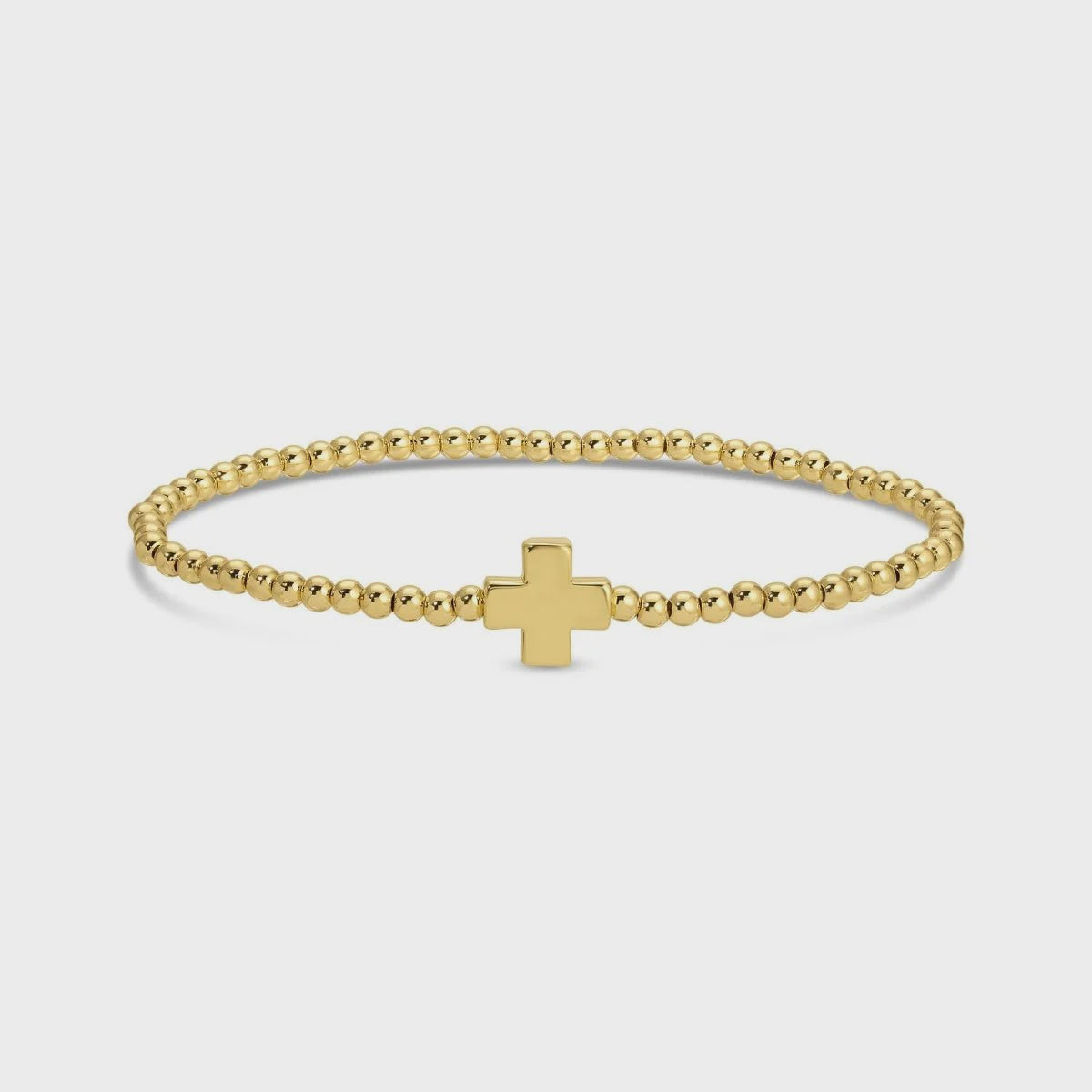 Single Gold Cross Beaded Bracelet 3mm