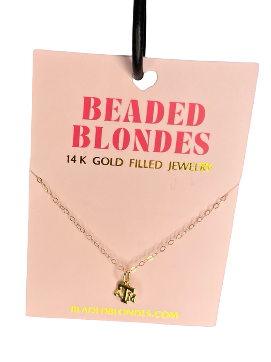 BB Texas A&M University Logo Charm Necklace Gold