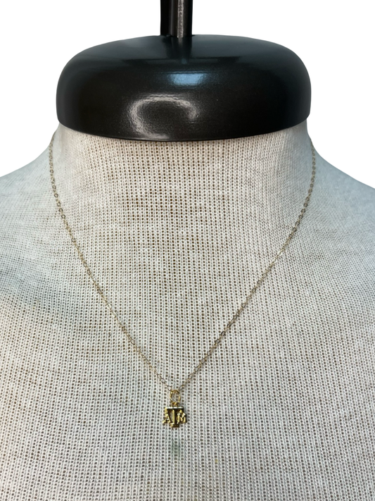 BB Texas A&M University Logo Charm Necklace Gold
