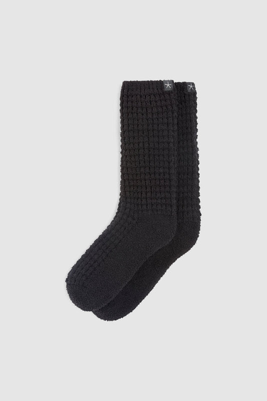 Cozy Chic Waffle Socks Black