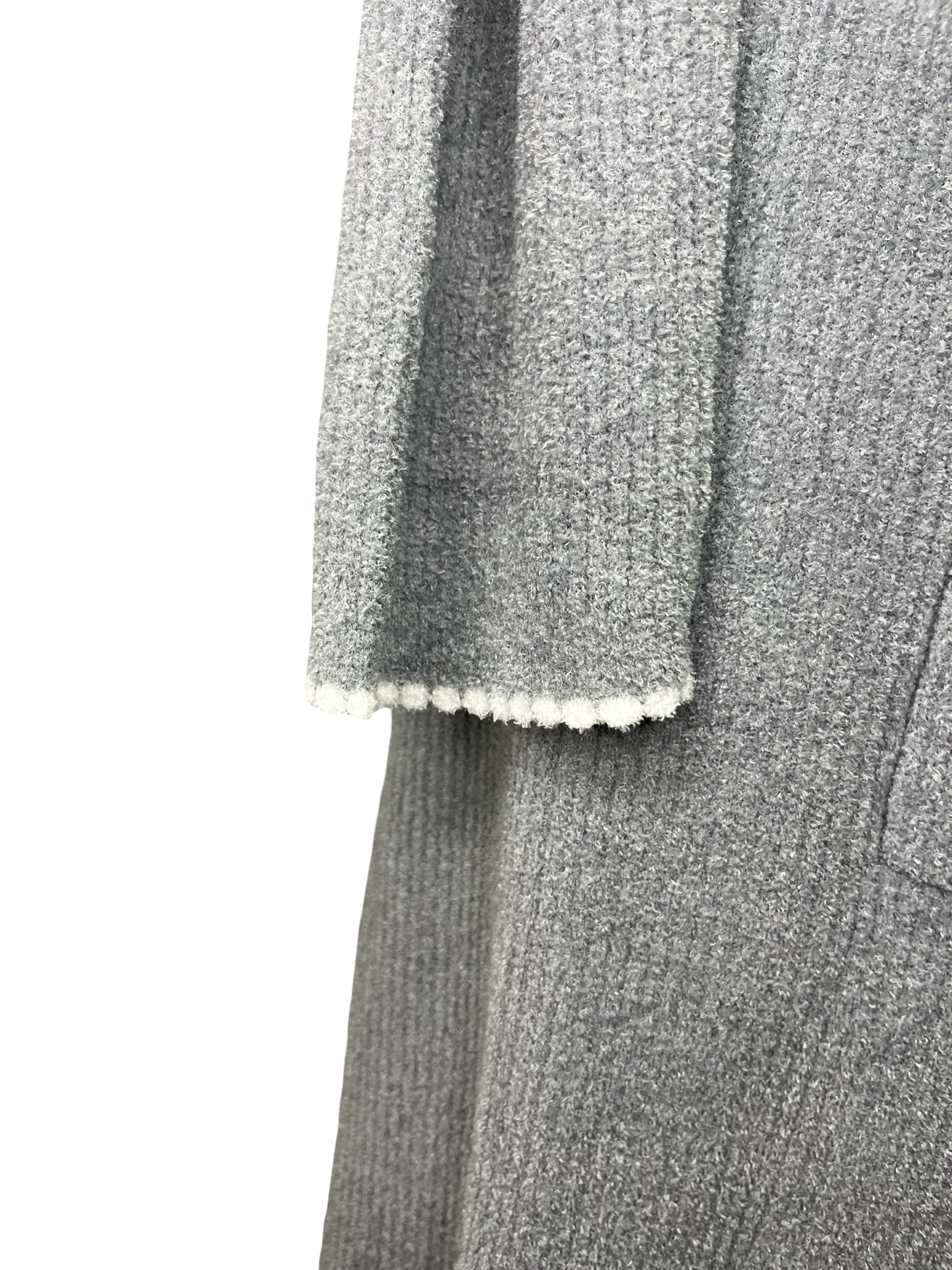 Cozy Chic Ultra Lite Contrast Scallop Ribbed Robe Moonbeam