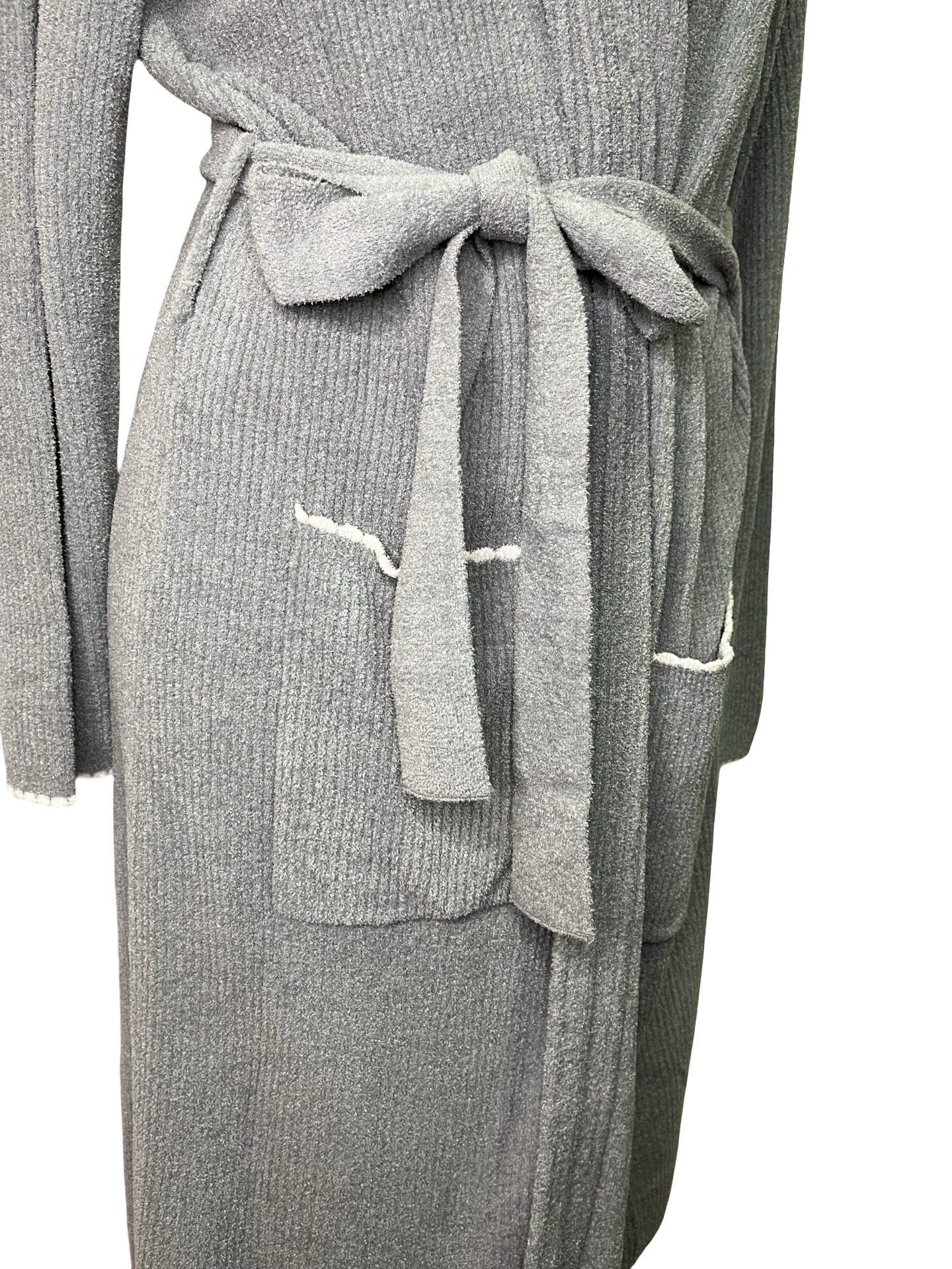Cozy Chic Ultra Lite Contrast Scallop Ribbed Robe Moonbeam