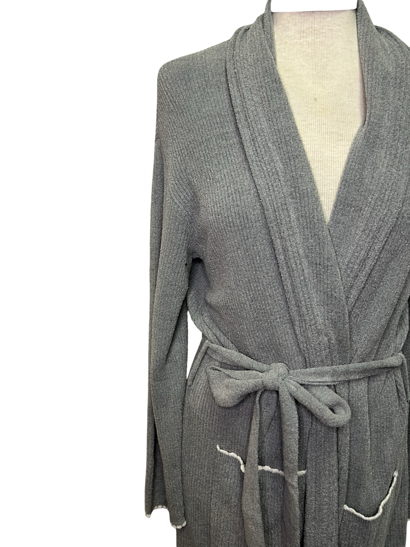 Cozy Chic Ultra Lite Contrast Scallop Ribbed Robe Moonbeam