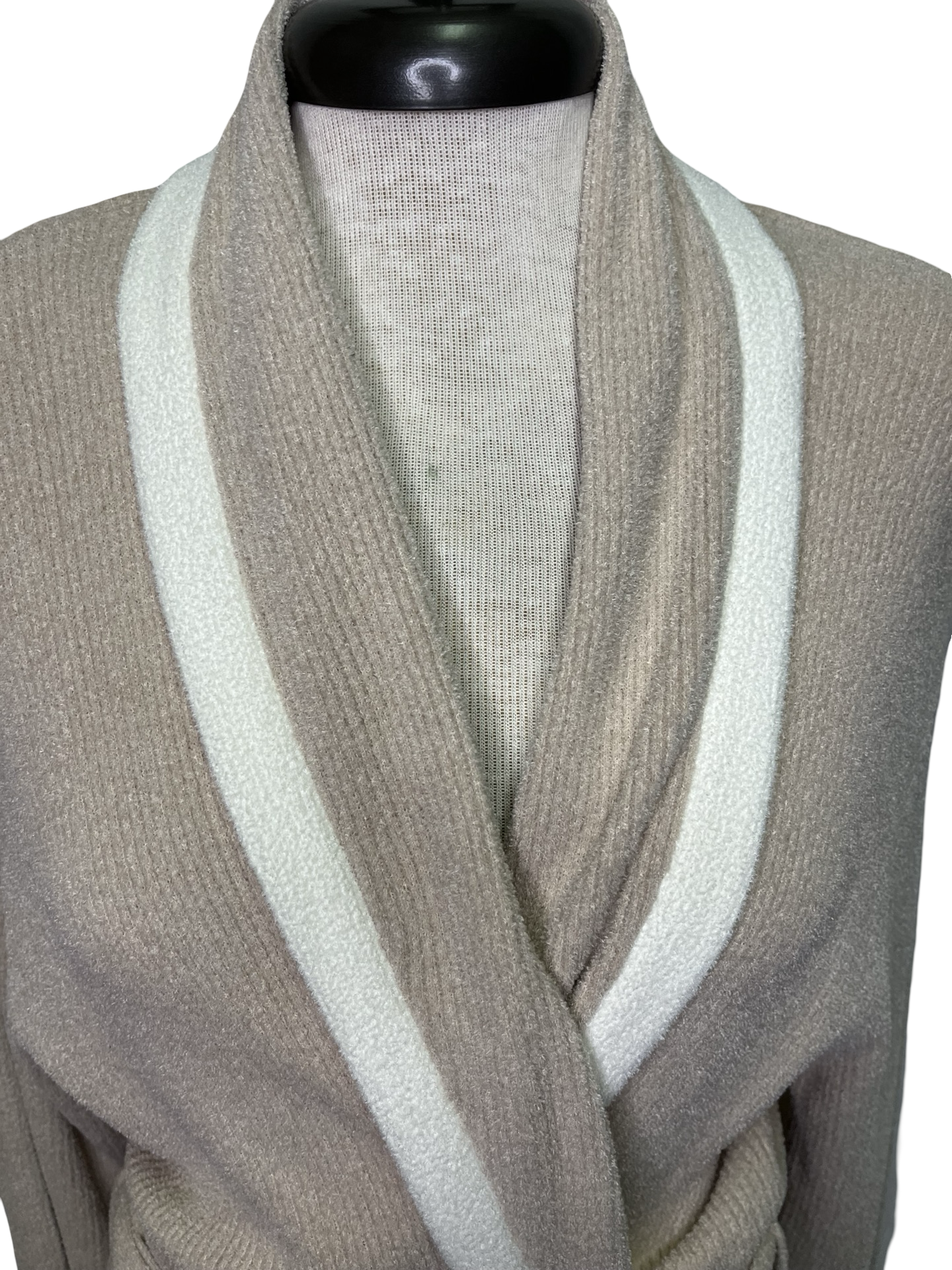 Cozy Chic Ultra Lite Tipped Short Robe Stone/Pearl