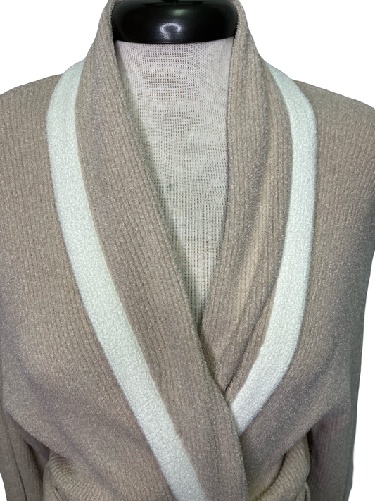 Cozy Chic Ultra Lite Tipped Short Robe Stone/Pearl