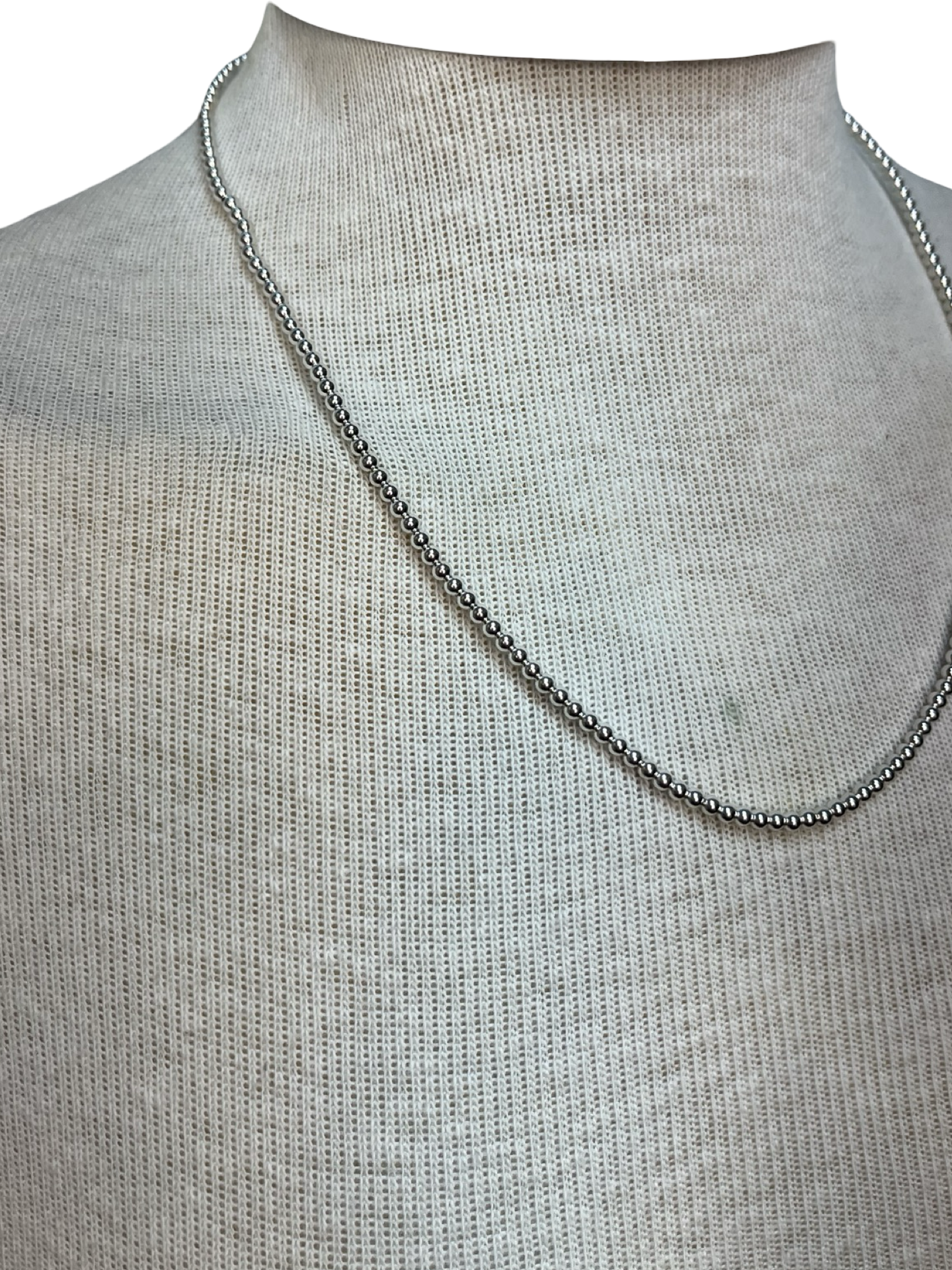 BB Silver 3MM Beaded 20 inch Necklace