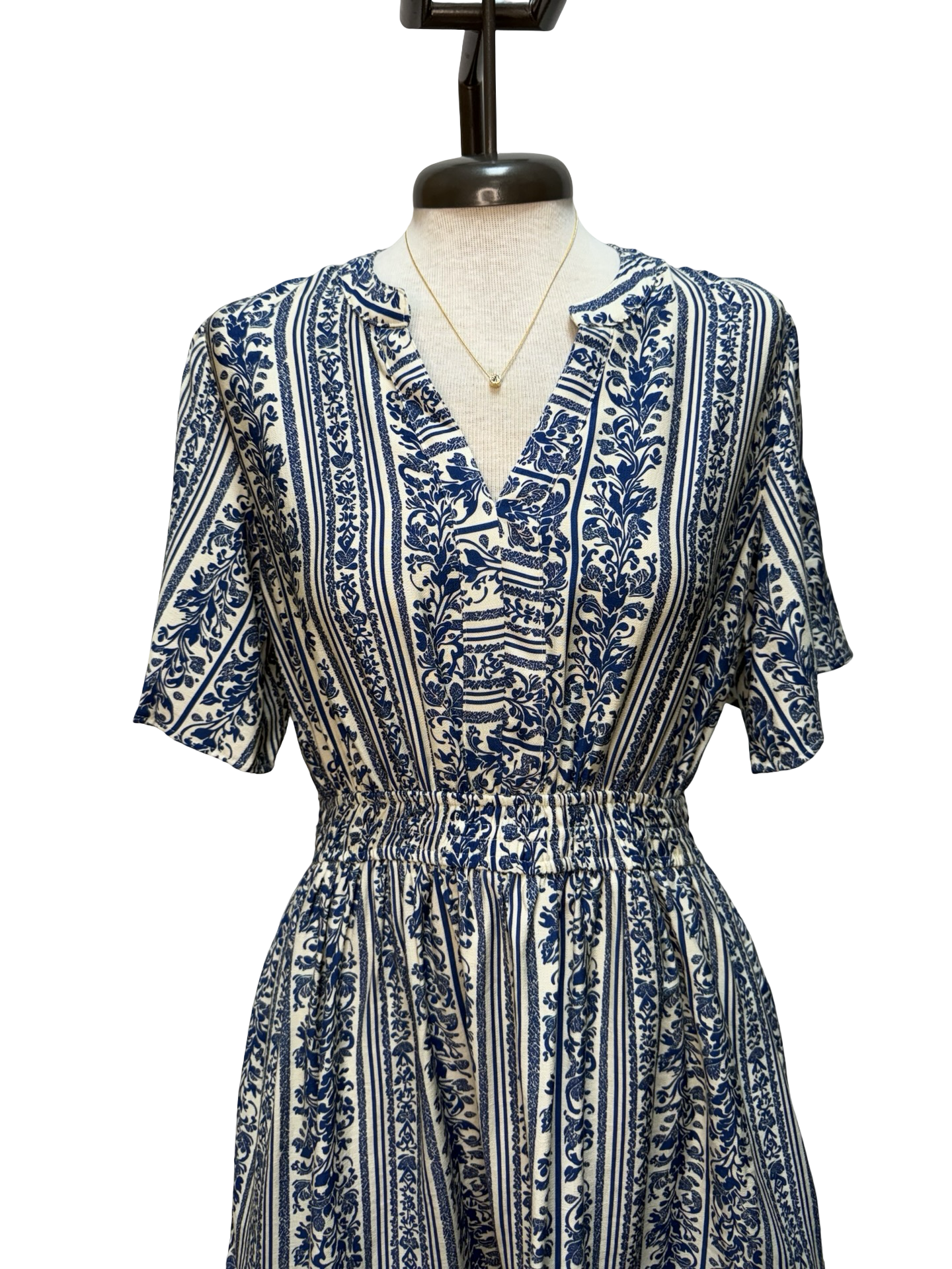 Bell Sleeve Printed Mini Dress Blue