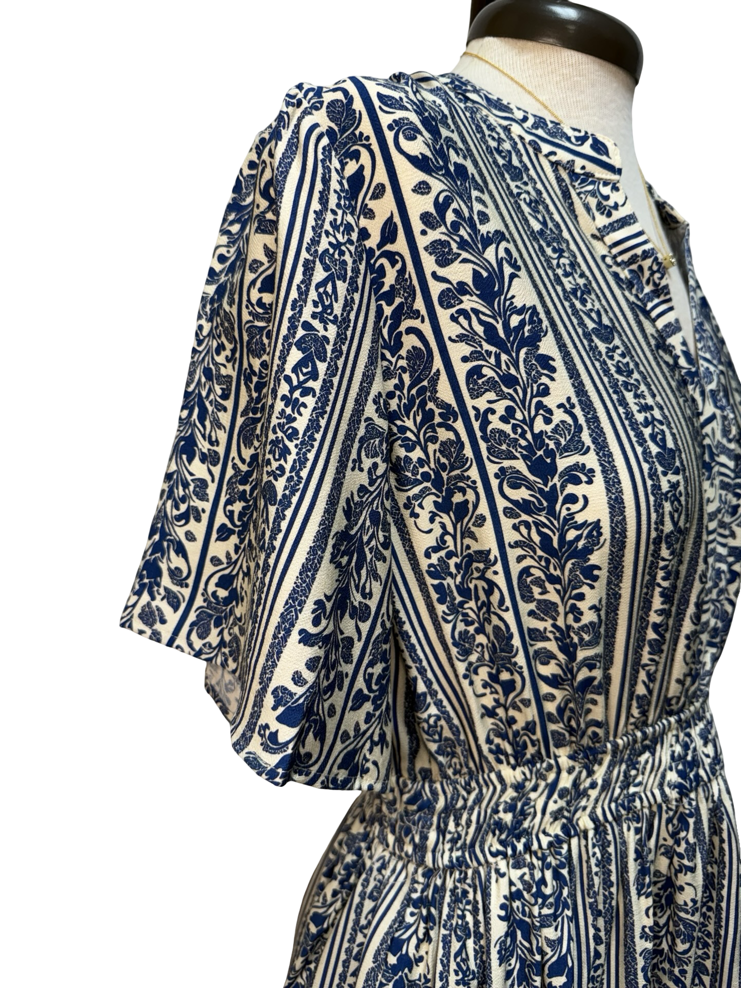 Bell Sleeve Printed Mini Dress Blue