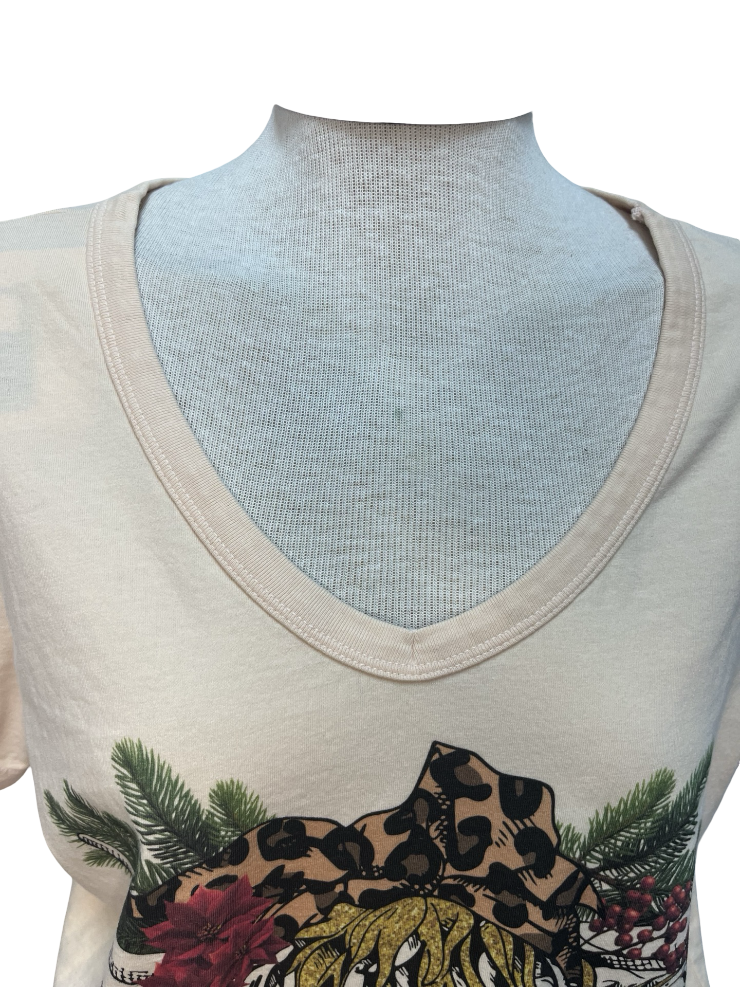 Candycane Cow V Neck Tee