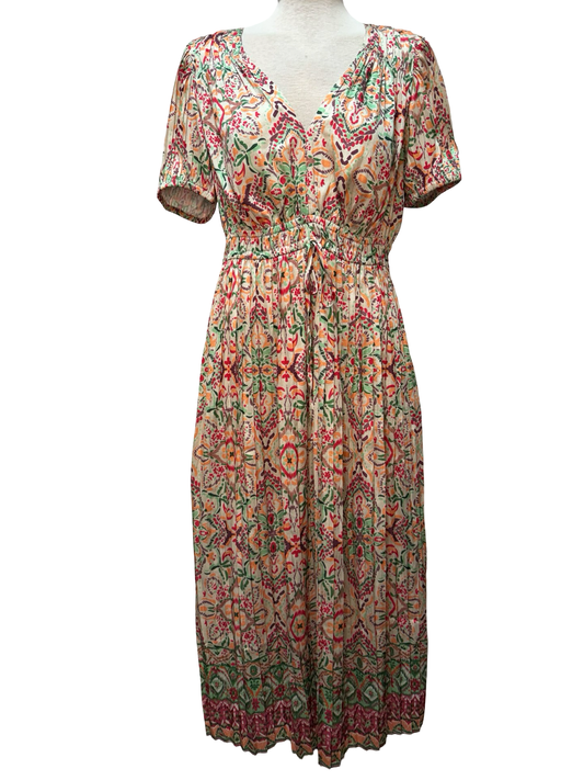 Boho Tile Motif Midi Dress