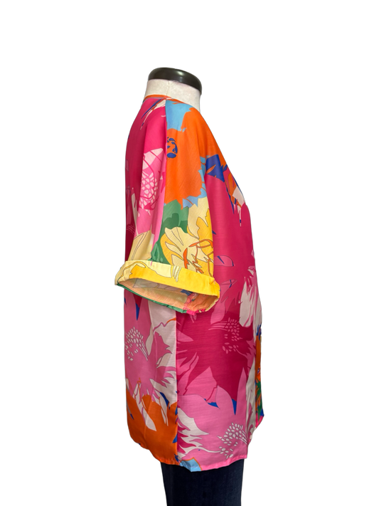 Bright Floral V Neck Blouse