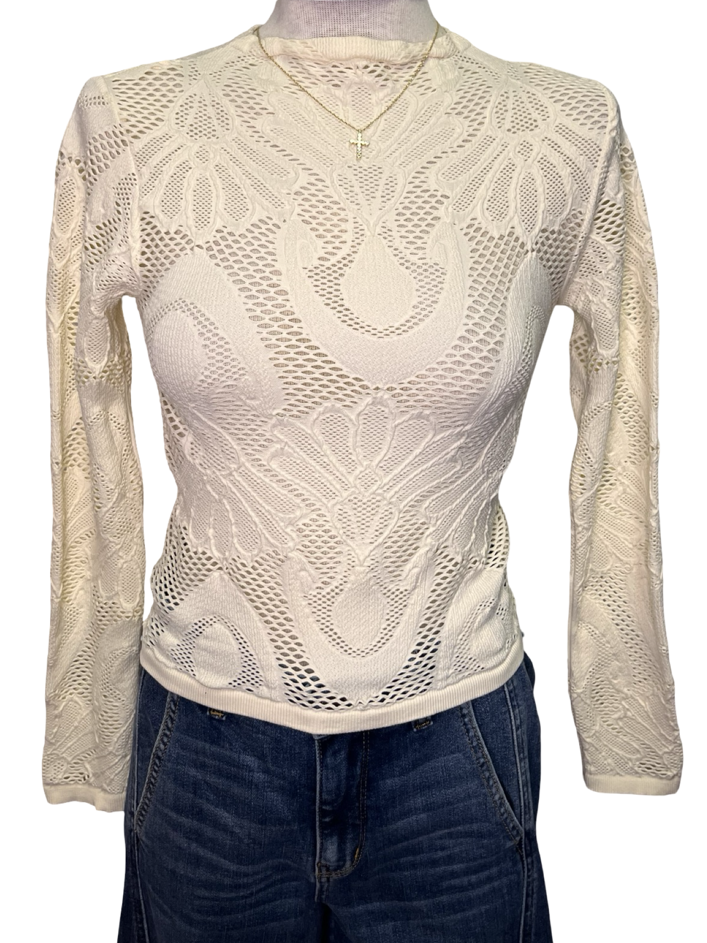 Seamless Jacquard Top Cream