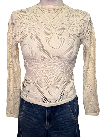 Seamless Jacquard Top Cream