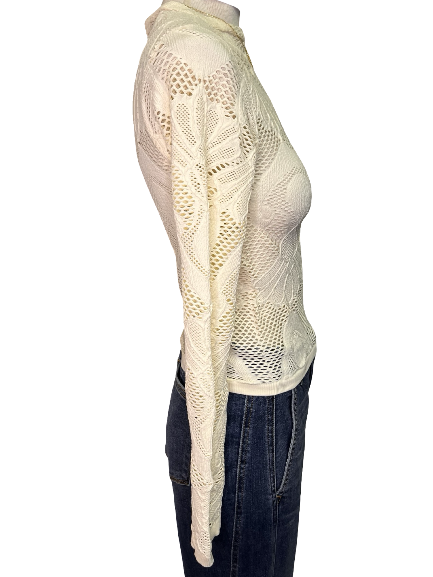 Seamless Jacquard Top Cream