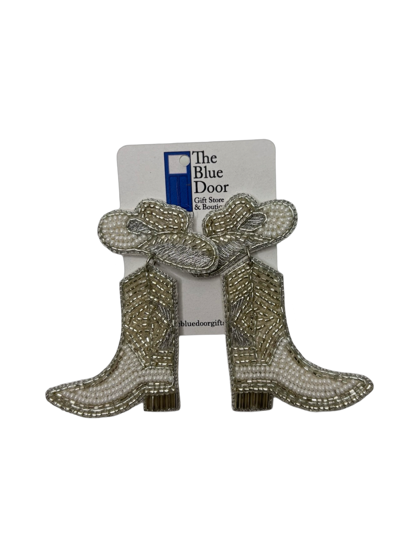 Cowgirl White Boots and Hat Beaded Earrings