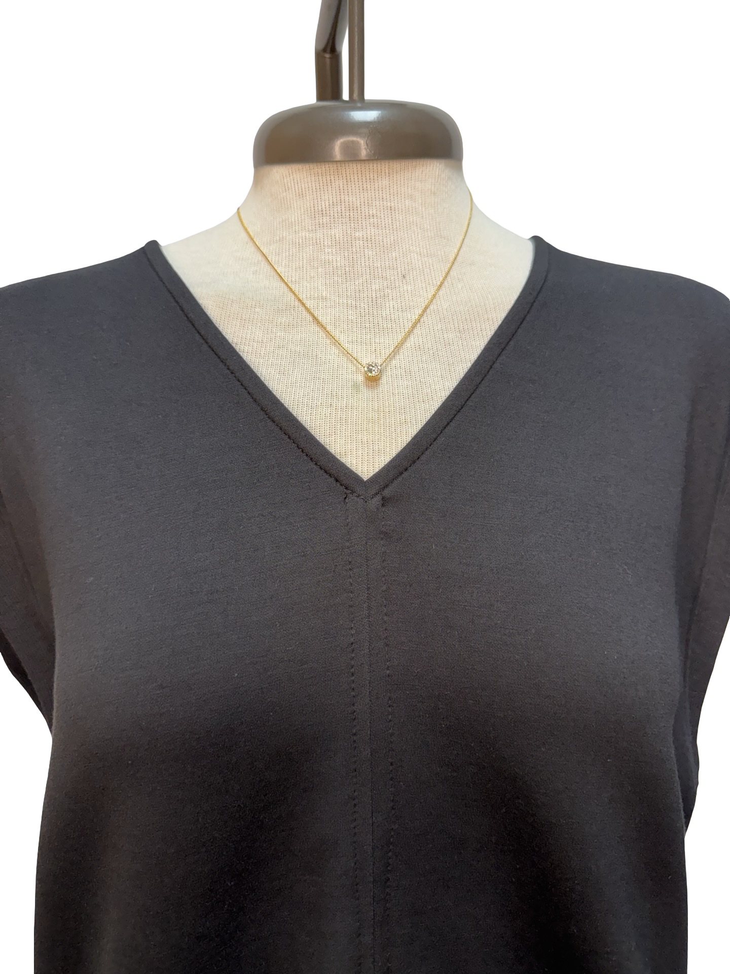 Cap Sleeve V Neck Knit Top Black