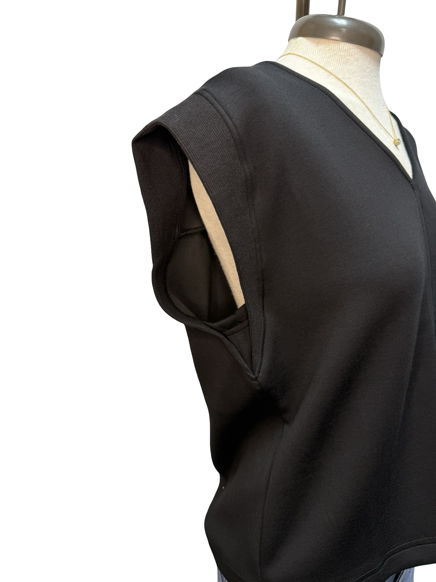 Cap Sleeve V Neck Knit Top Black