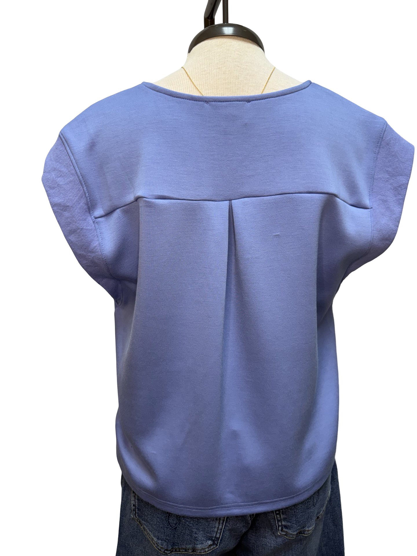 Cap Sleeve V Neck Knit Top Blue