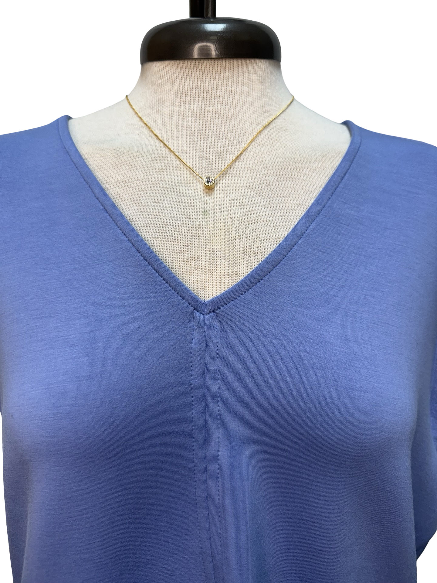 Cap Sleeve V Neck Knit Top Blue