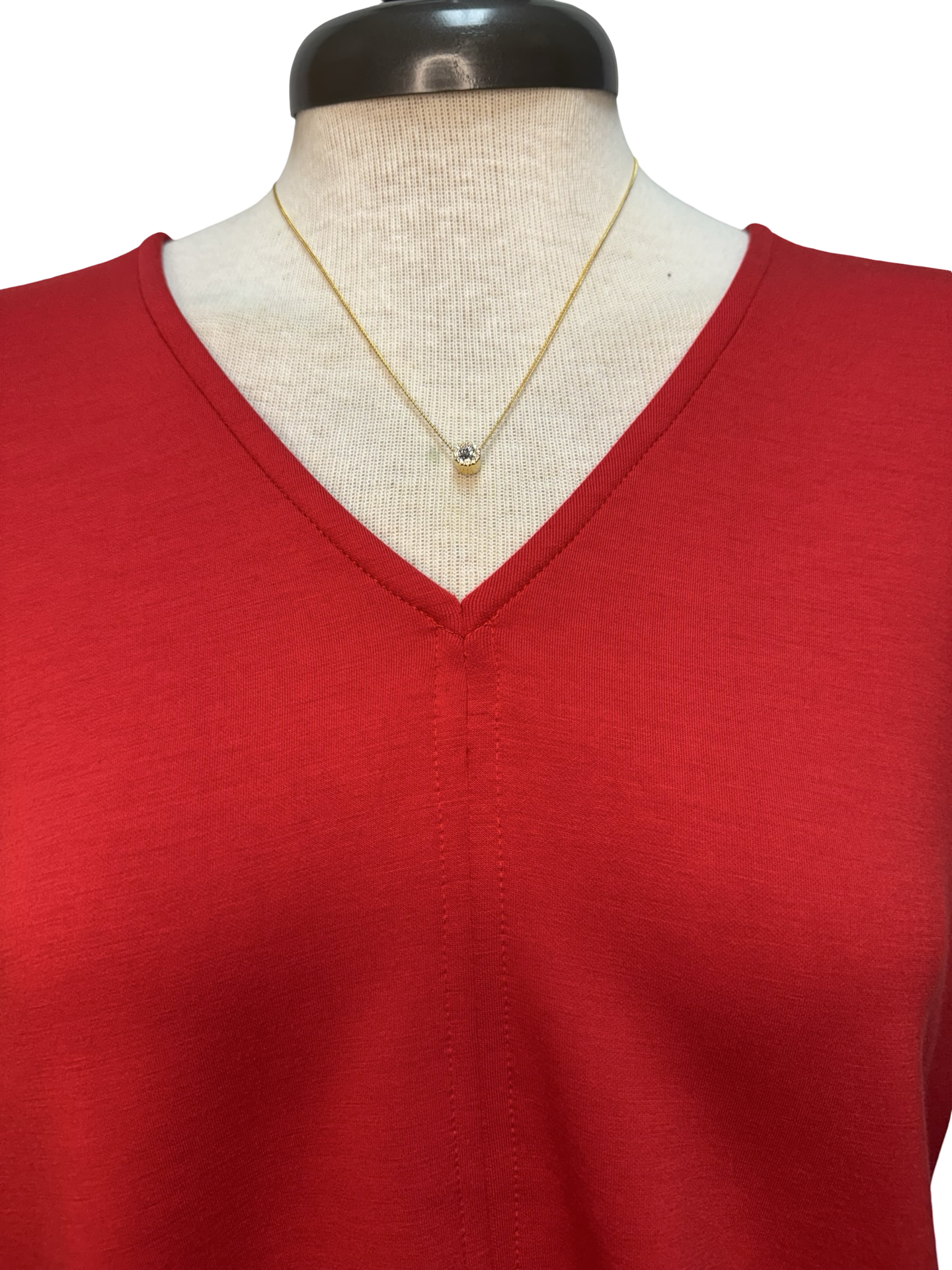 Cap Sleeve V Neck Knit Top Red