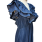 Chambray Flutter Sleeves Midi Dress Denim