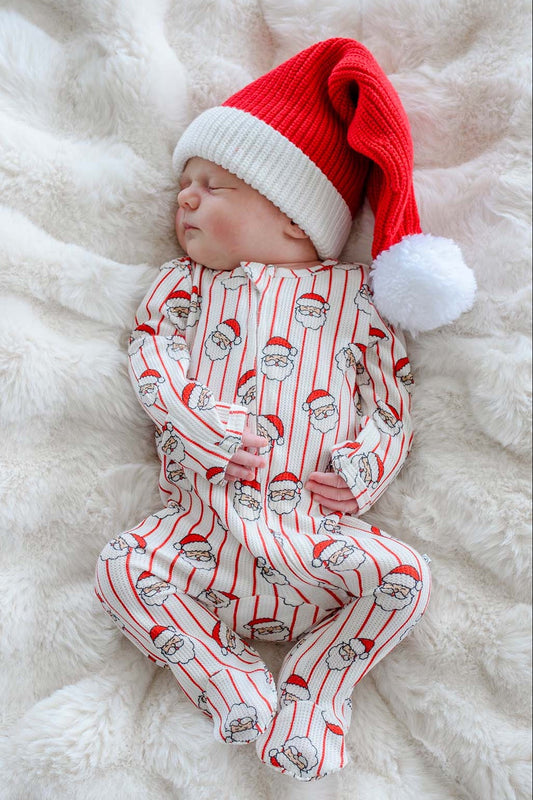 Christmas Bamboo Waffle Zipper Footie Holly & Jolly