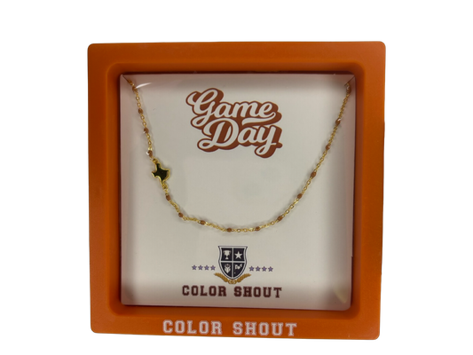 State of Texas Side Set State Orange Beaded Necklace