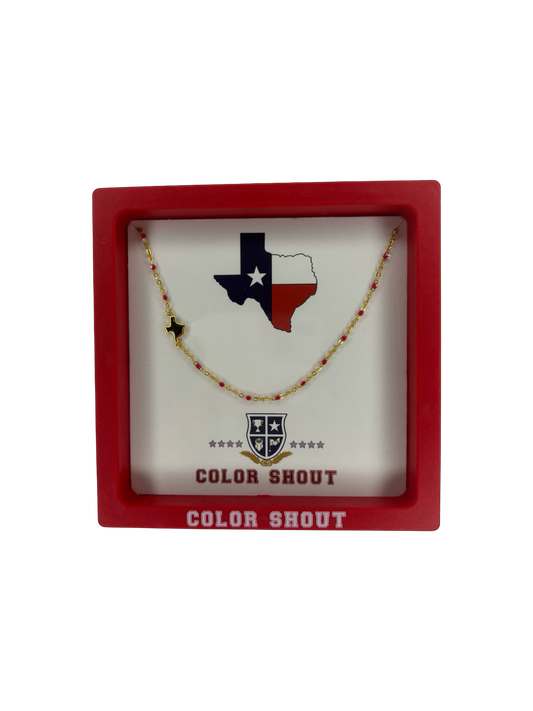 State of Texas Side Set State Red Beaded Necklace
