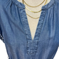 Chambray Embroidered Mini Dress