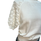 Crochet Sleeve Detail Knit Sweater Top White