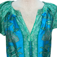 Floral Paisley Blouse Aqua Blue