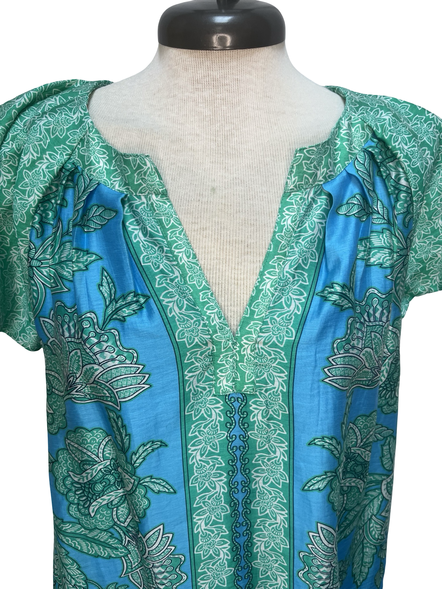 Floral Paisley Blouse Aqua Blue