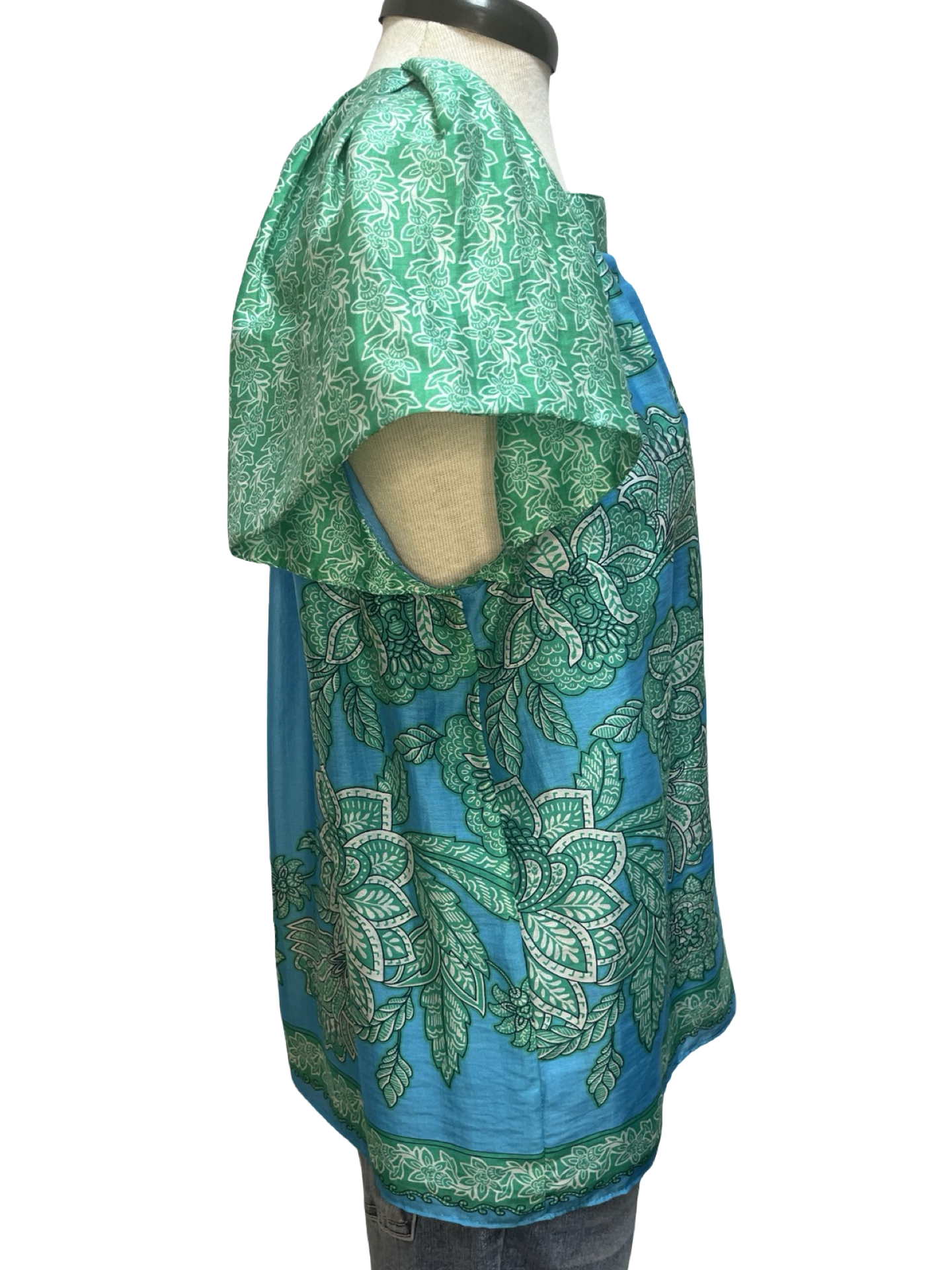 Floral Paisley Blouse Aqua Blue