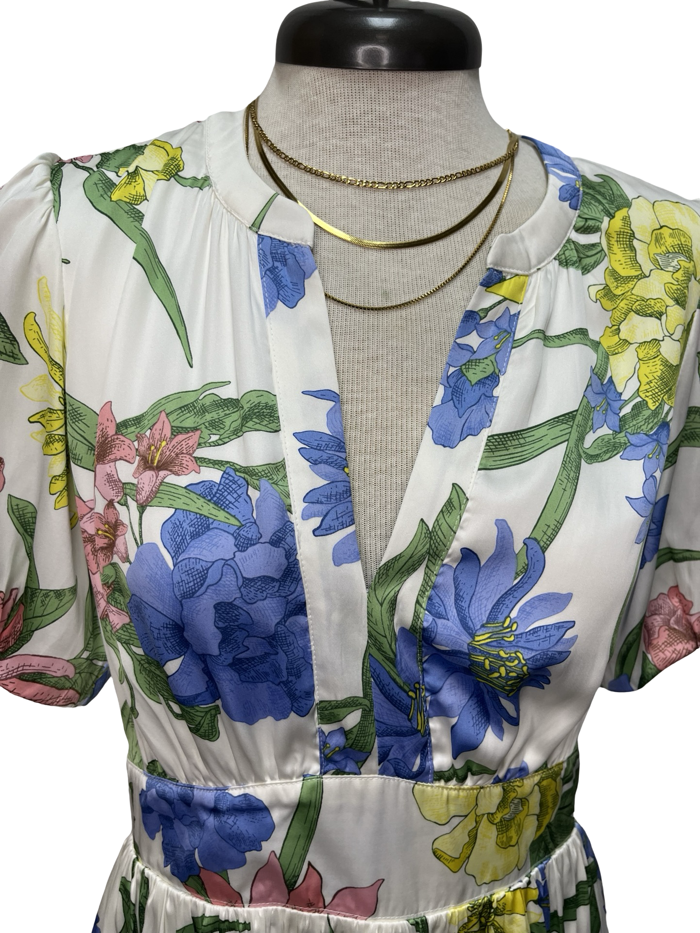 Floral Split Neck Midi Dress