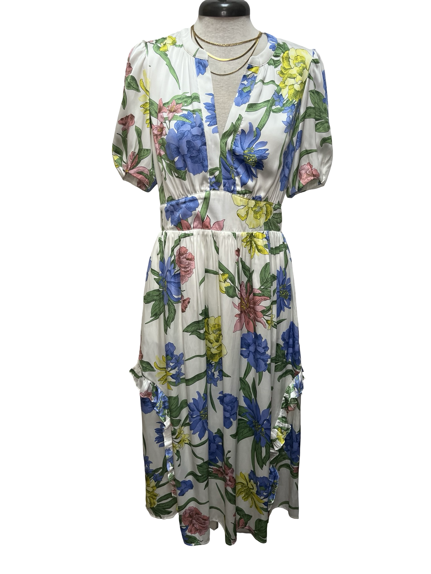 Floral Split Neck Midi Dress