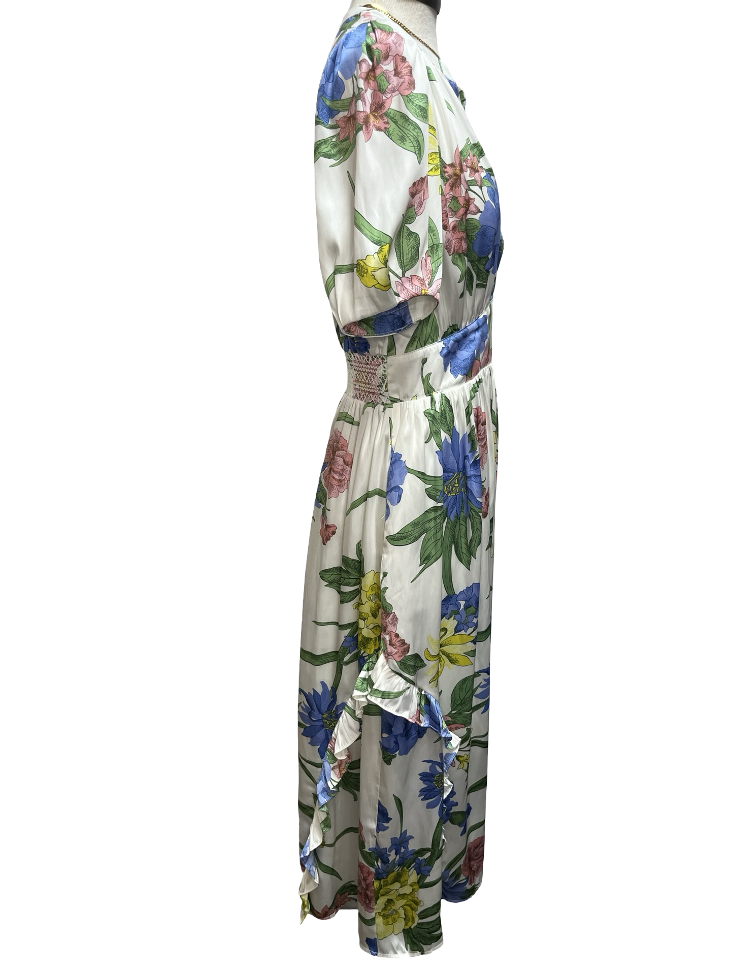 Floral Split Neck Midi Dress