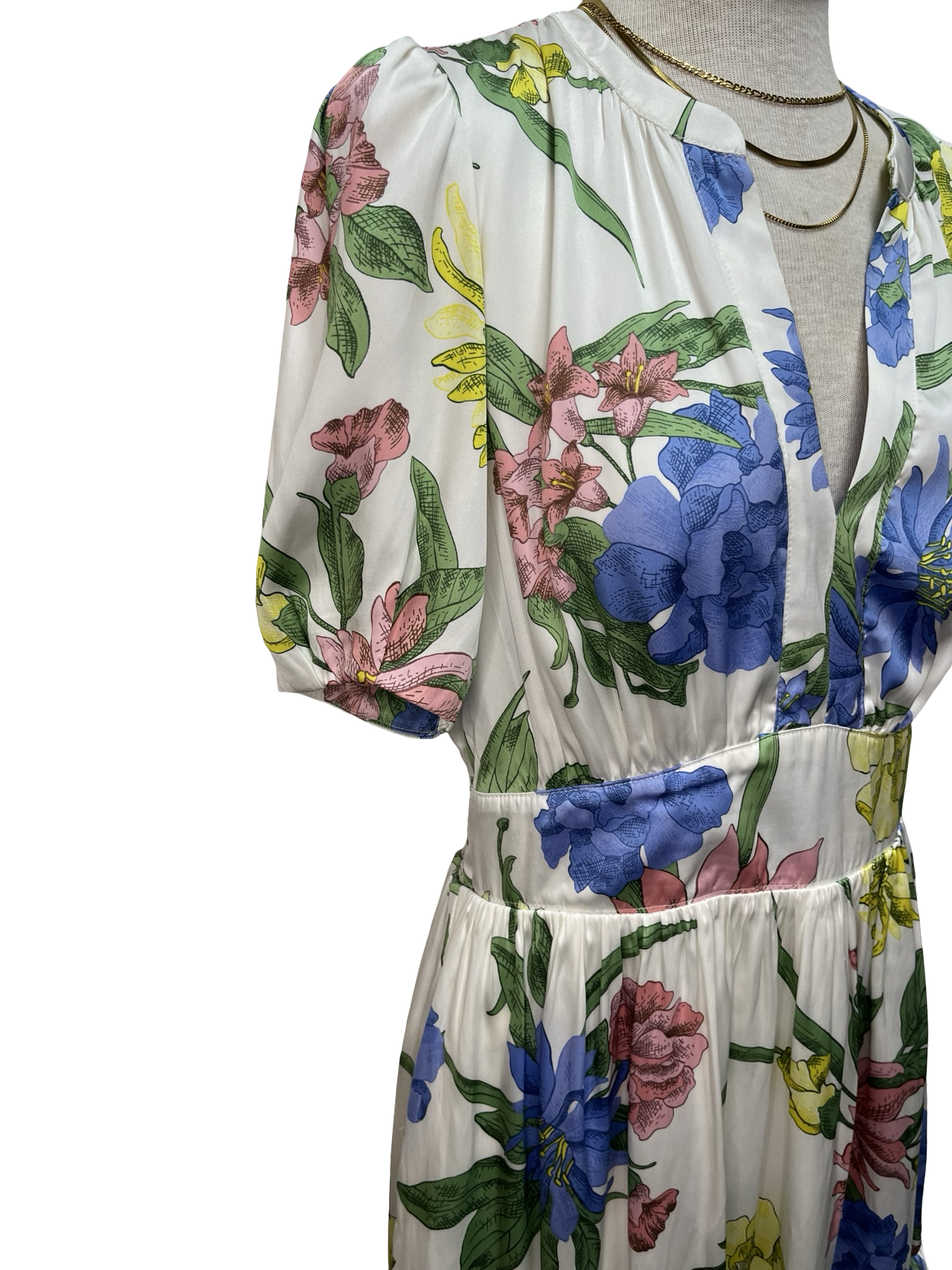 Floral Split Neck Midi Dress