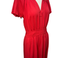Flutter Sleeve Smocked Waist Dress Red