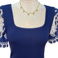 Lace Embroidered Mixed Media Dress Deep Cobalt