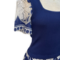 Lace Embroidered Mixed Media Dress Deep Cobalt