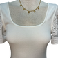 Lace Embroidered Mixed Media Dress White