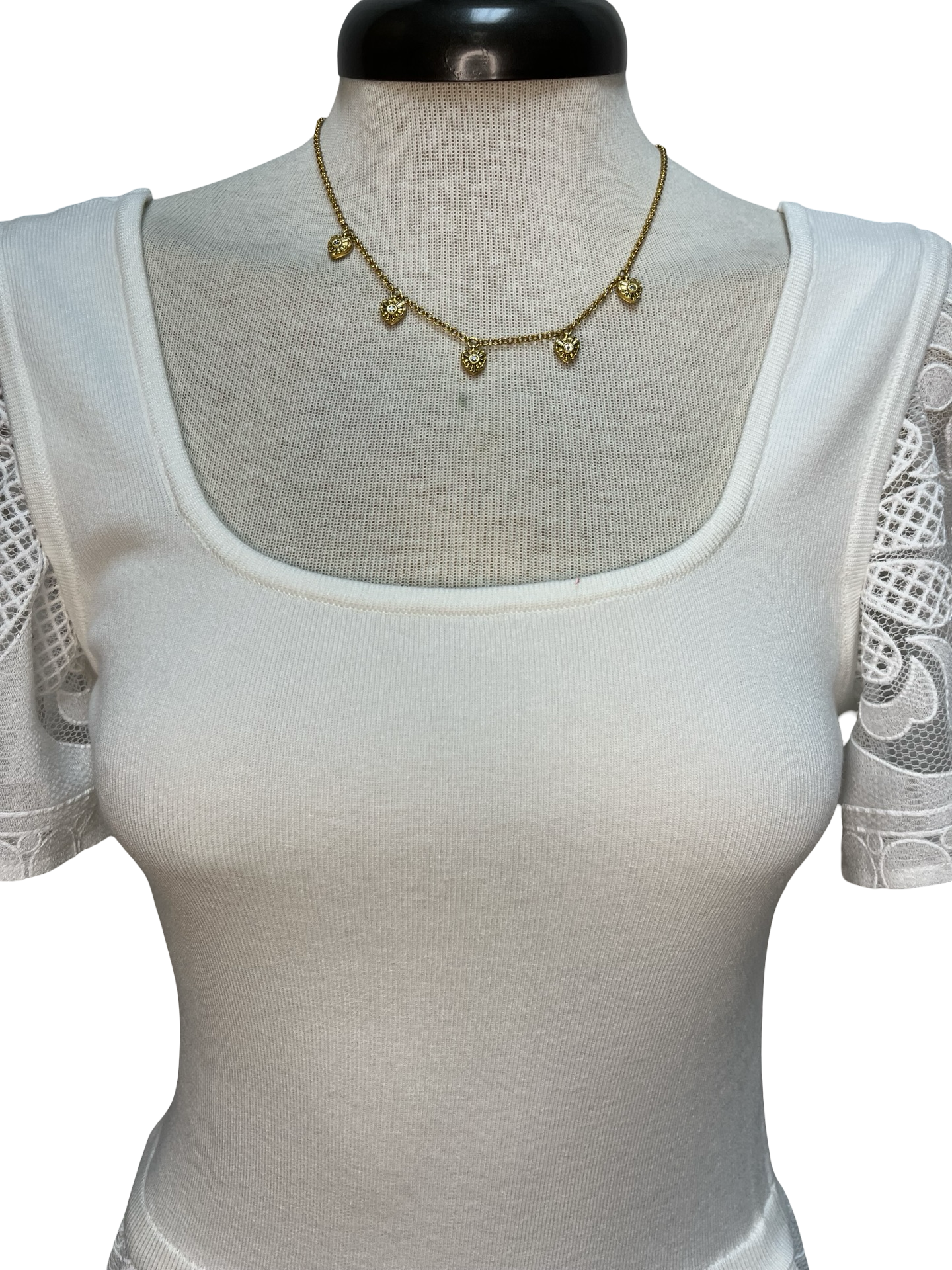 Lace Embroidered Mixed Media Dress White