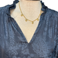 Long Sleeve Split Neck Blouse Navy