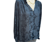 Long Sleeve Split Neck Blouse Navy