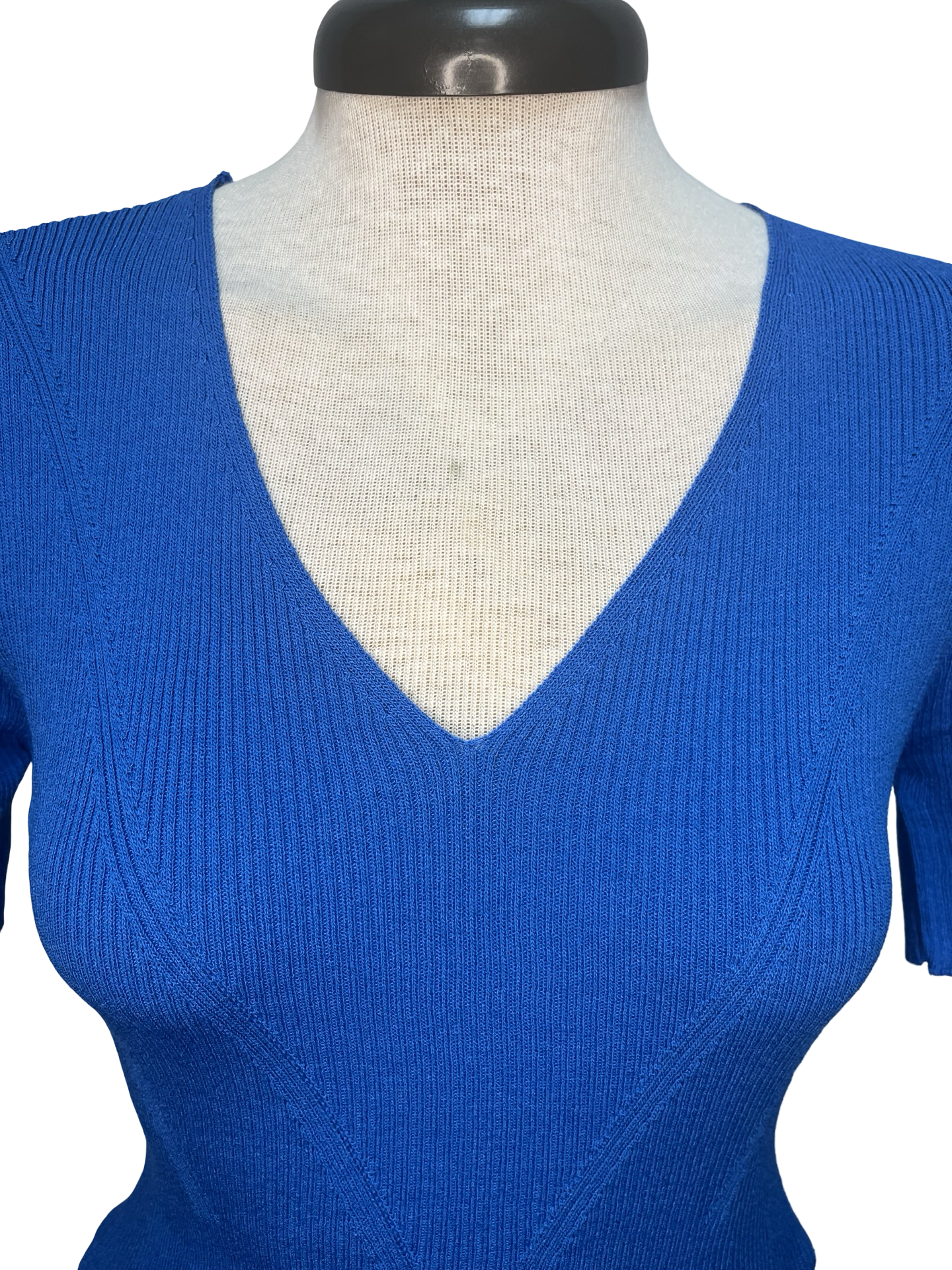 Ribbed Sweater Knit Top Tranquil Blue