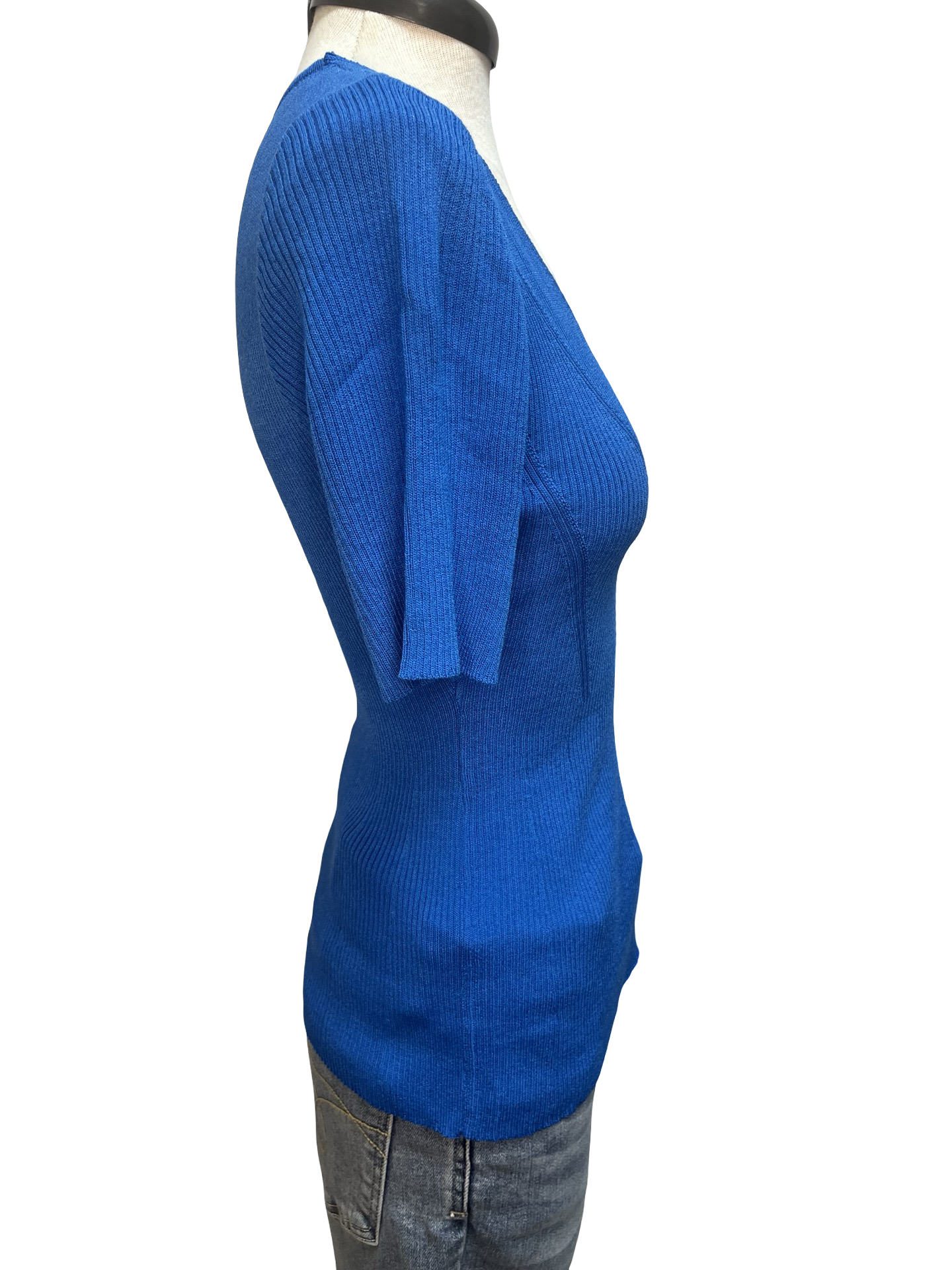 Ribbed Sweater Knit Top Tranquil Blue